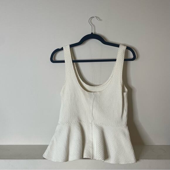 Ganni White Textured Peplum Blouse Size M - Picture 3 of 5